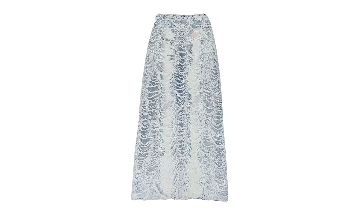 DENIM SHREDDED LONG SKIRT BLUE "Blue" A139350BNCG8NY