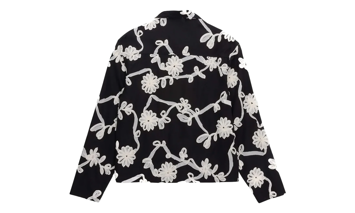 Floral Ribbon Button Up Shirt "Black" HTG260147 BLK