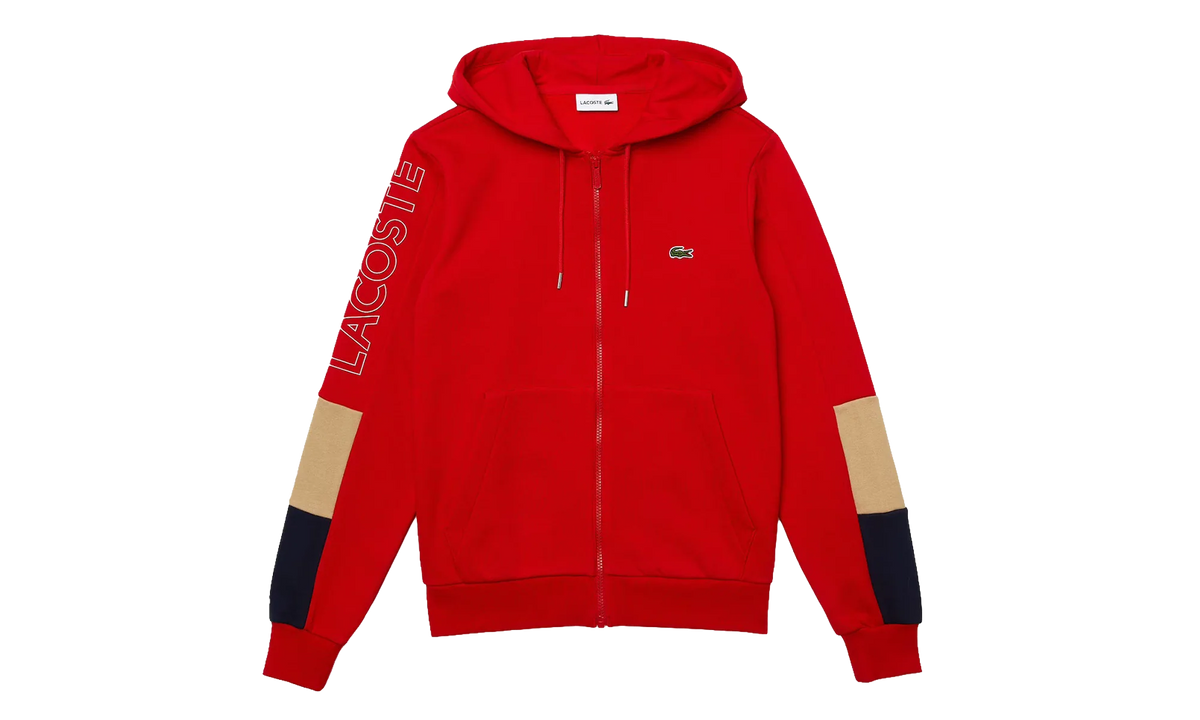 Fleece Zip-Up Hoodie "Red / Beige / Navy" SH6885 51 1FU